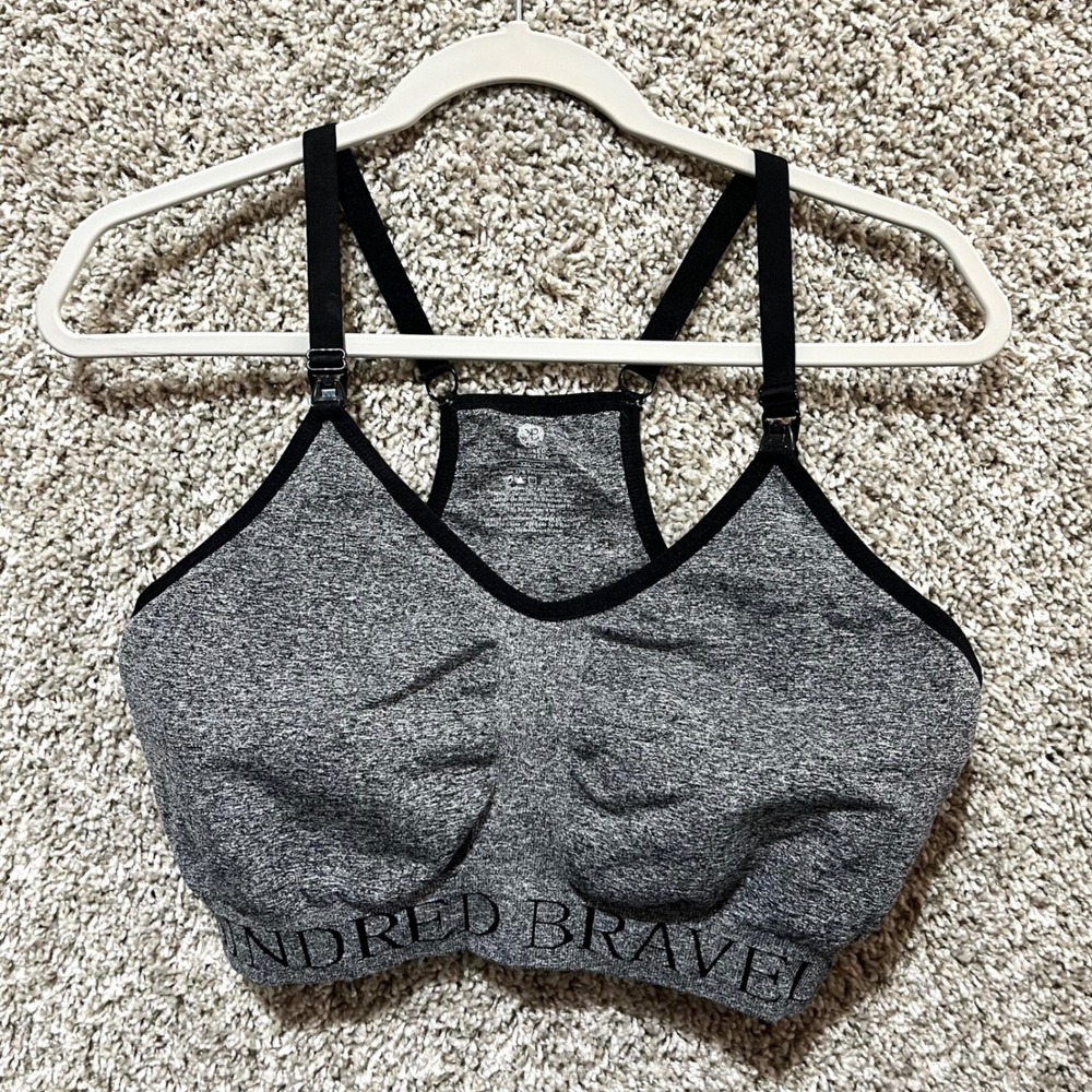 Kindred Bravely Nursing Bra Women's XXL Heathered Gray & Black Seamless Wireless